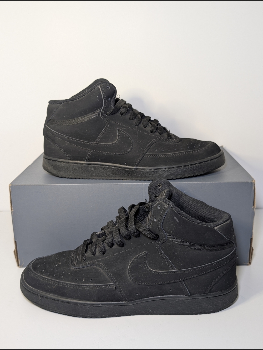 Nike Court Vision Mid Men’s Size 8 Triple Black Athletic Sneakers CU6620-001